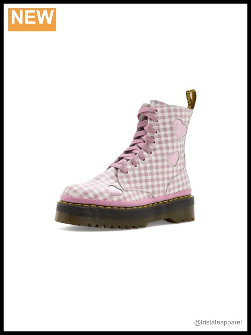 Leather Platform Lace Up Boots with Satin Heart Details